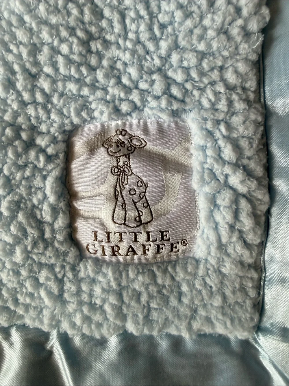Little Giraffe Baby Blanket Blue Luxe Chenille Plush 29 X 35 Cozy Nursery Gift